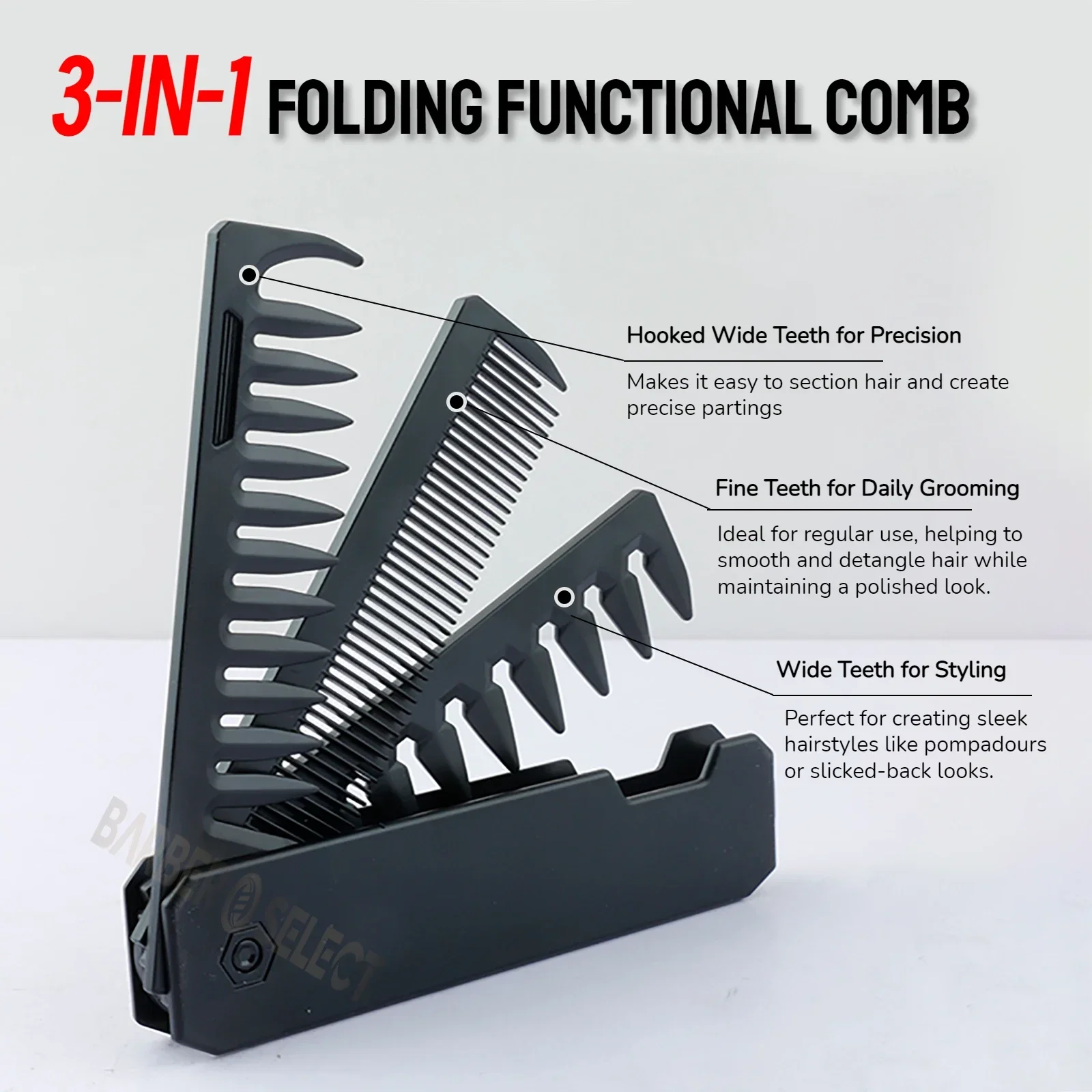 أحدث مشط محمول قابل للطي 1/2/3 - مراجعة Detangling Wide Comb وسعره
