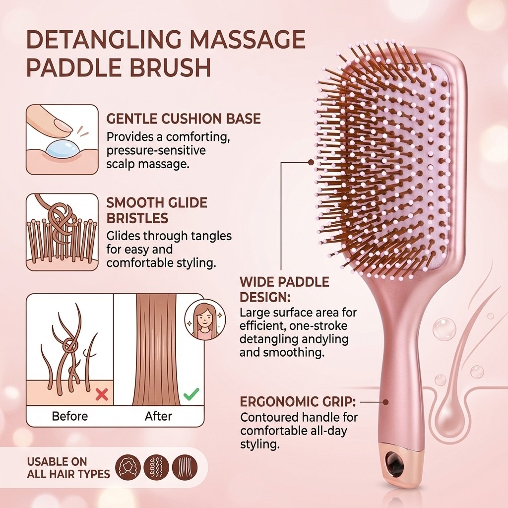 فرشاة فرد الشعر المريحة بتصميم - مراجعة Hair Care Tips وسعره